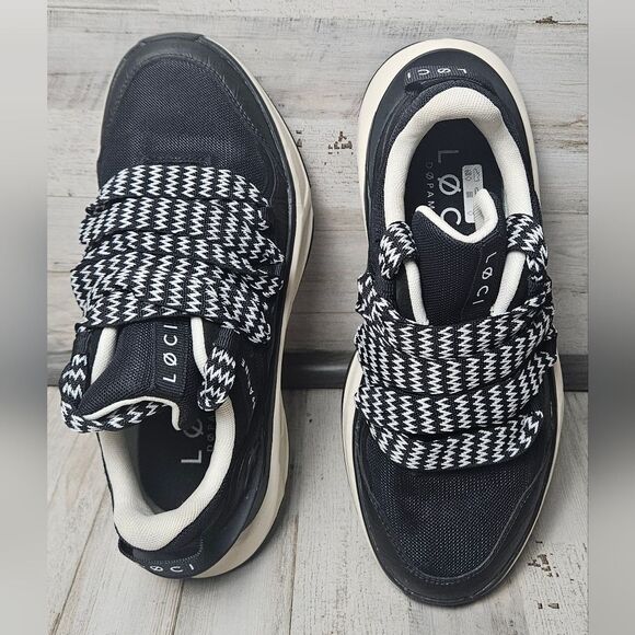 LØCI Vegan Sneakers W7 (M6) Black/White Chunky Laces LC-017-009-05 - Nicki Minaj - Picture 6 of 12